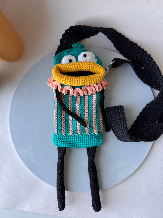 Borsetta Uncinetto Porta Cellulare Mostrillo – Handmade, Unica e Divertente